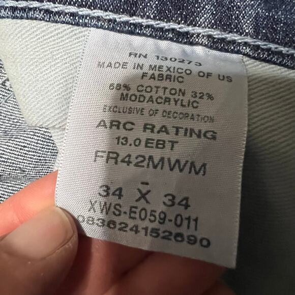 Wrangler FR 20X Bootcut Jeans Mens 34 x34 Flame Resistant Blue Denim - Picture 6 of 10